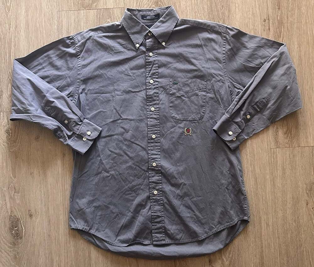 Vintage Tommy Hilfiger 80's 2 Ply Fabric Shirt W Lion Crest Embroidery